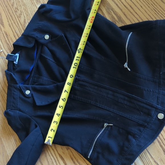 White House Black Market Black And Silver Embellished Motorcycle Jacket Size 10 - Picture 5 of 7